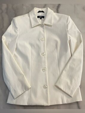 Philippe Adec Cream Textured Button Jacket